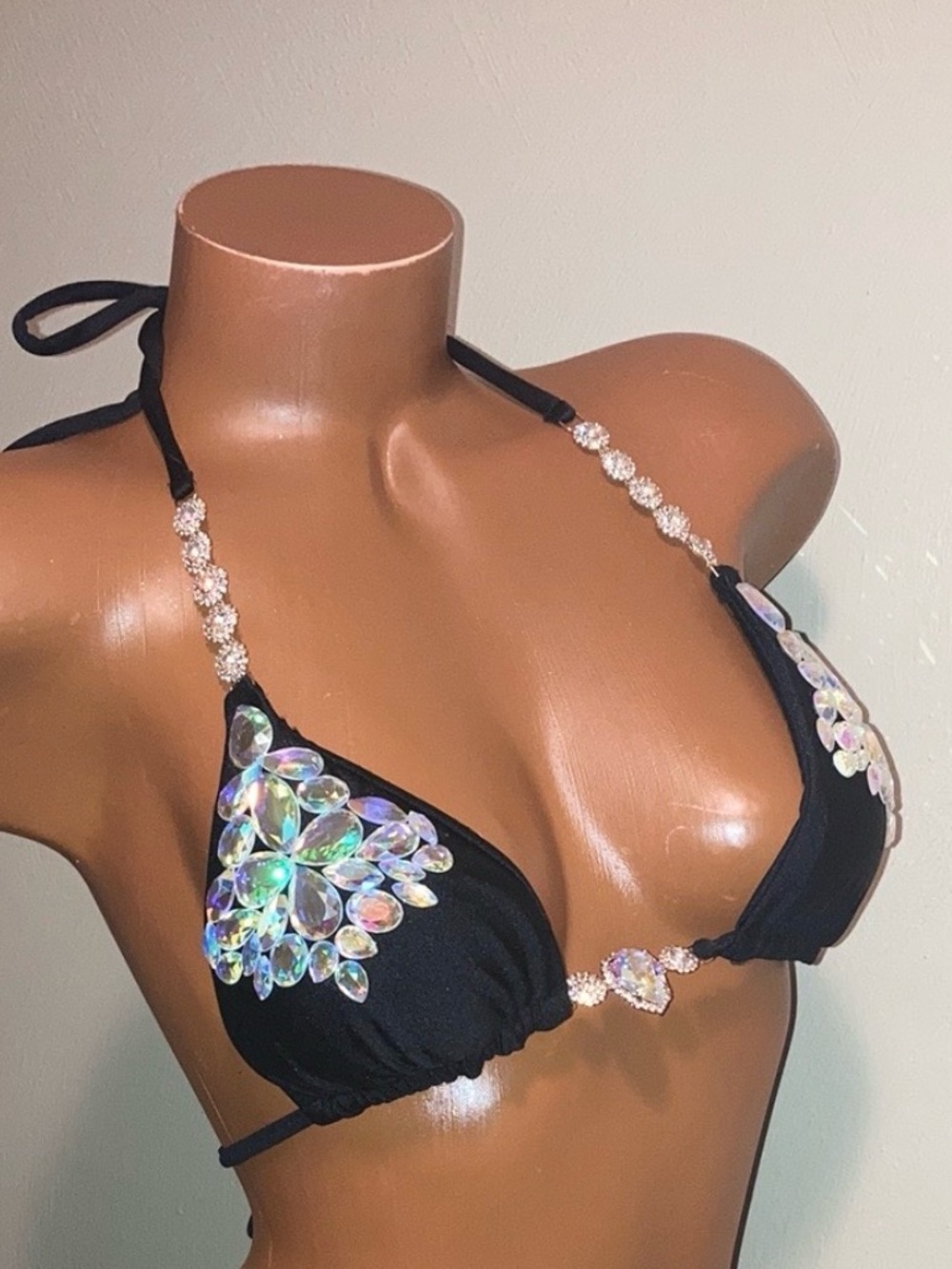 BIKINI CRUSH Black RHINESTONE Festival Bikini Top